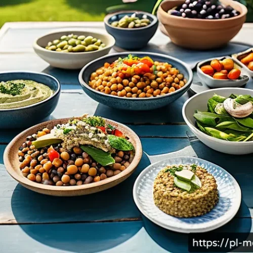 Home 33 장수 지역의 저지방 고단백 식단 예시 - A vibrant Mediterranean-style outdoor family meal scene in Sardinia, featuring a diverse spread of c...
