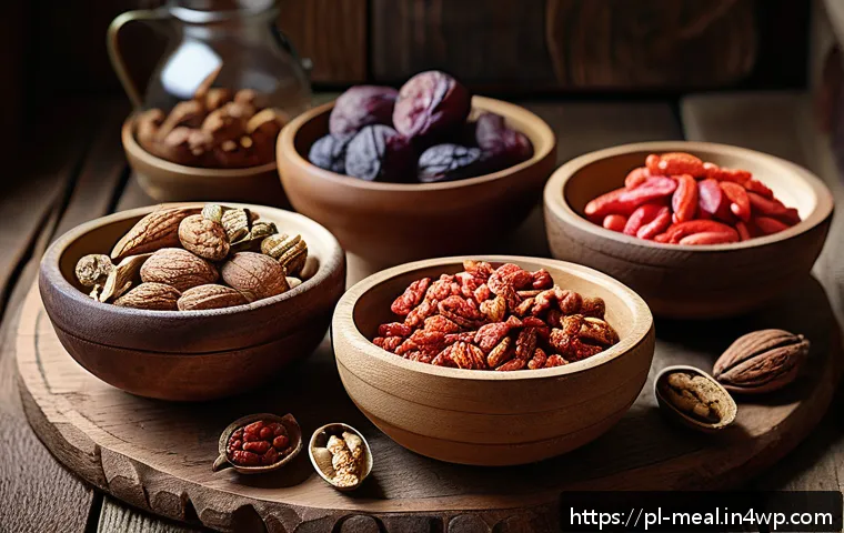 장수 지역의 건강한 간식 트렌드 분석 - A vibrant still life of traditional longevity region superfoods arranged on a rustic wooden table, f...